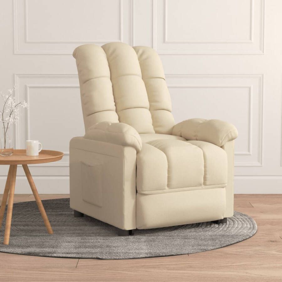 VidaXL Fauteuil verstelbaar stof cr??mekleurig - Foto 2