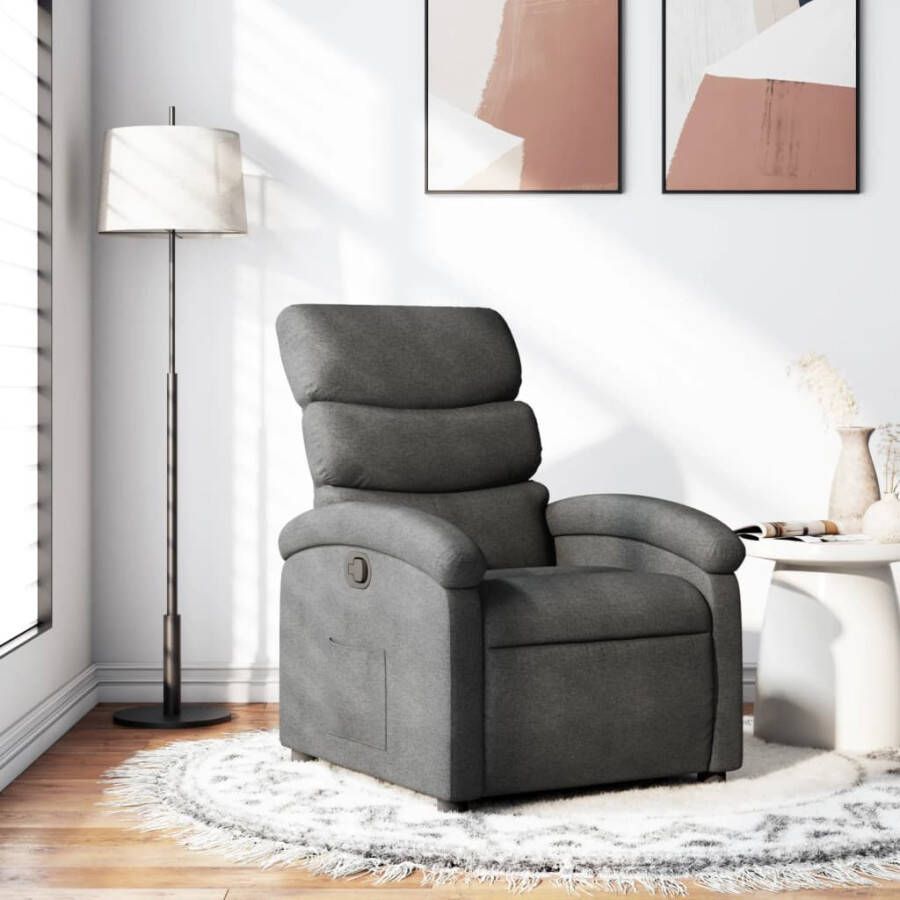 VIDAXL Fauteuil verstelbaar stof donkergrijs - Foto 4