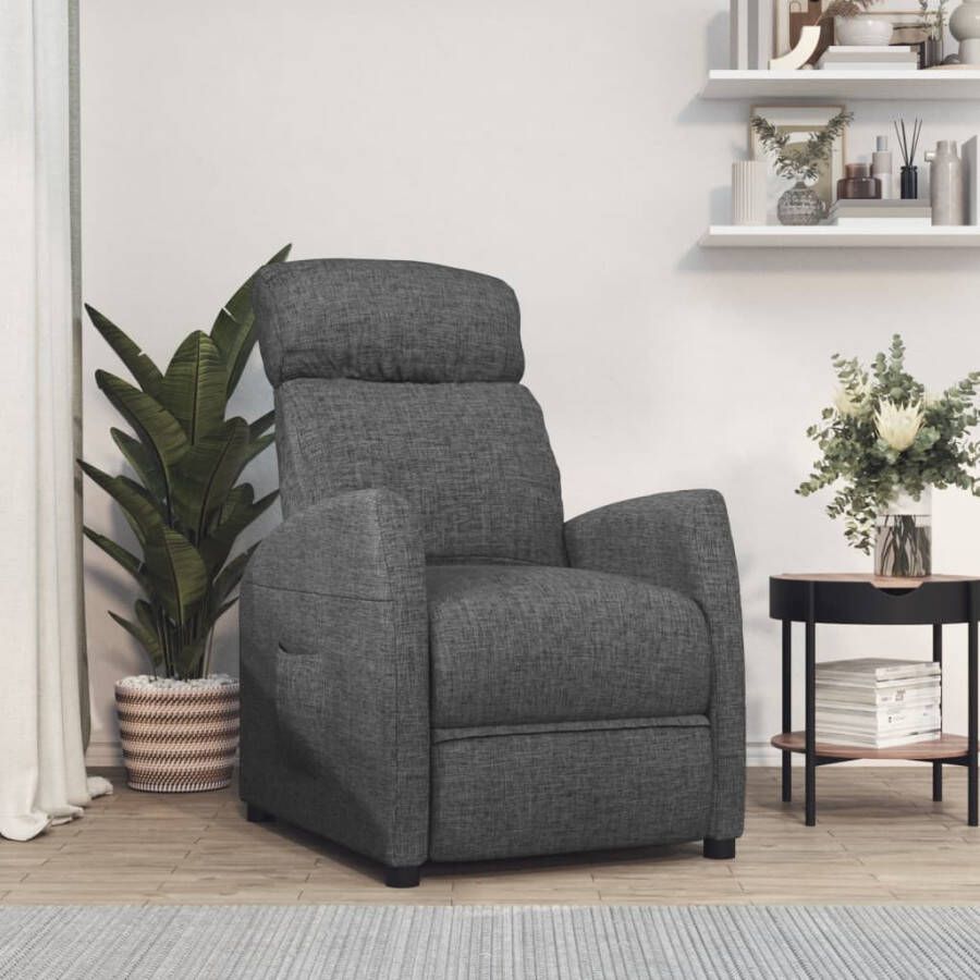 VIDAXL Fauteuil verstelbaar stof donkergrijs - Foto 2