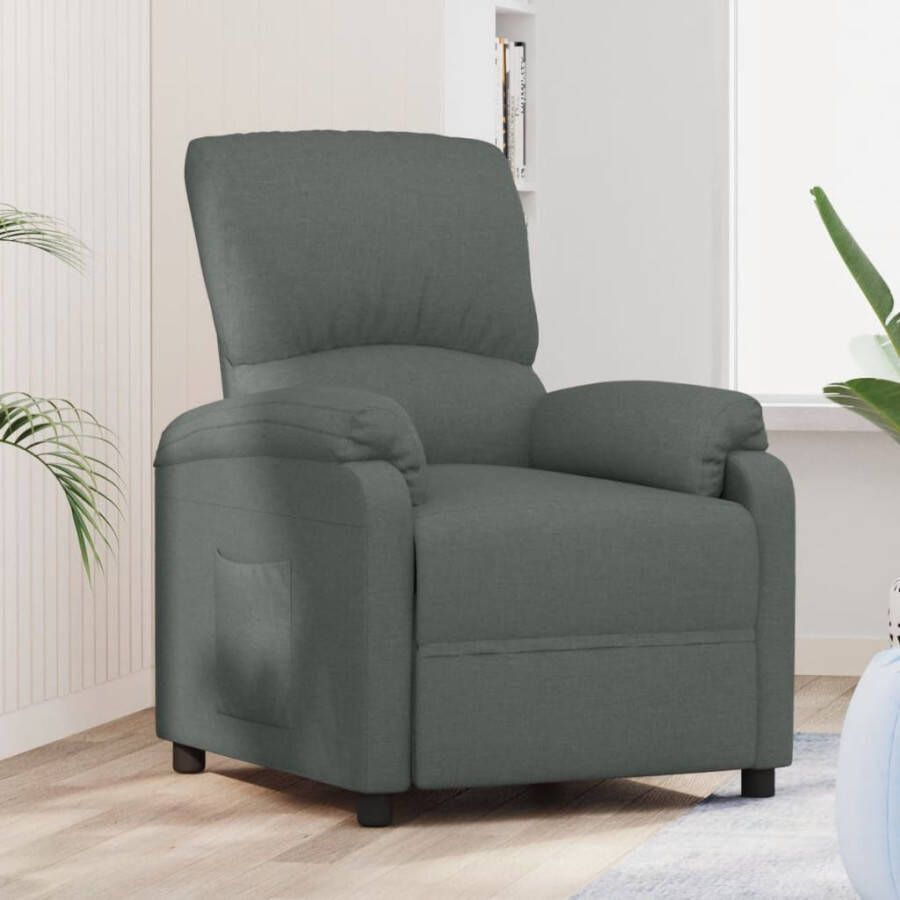 VIDAXL Fauteuil verstelbaar stof donkergrijs - Foto 2