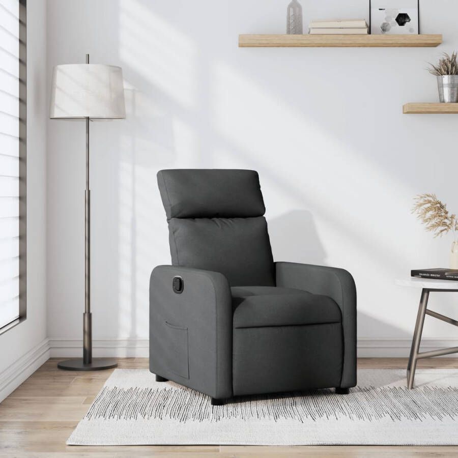 VidaXL Fauteuil verstelbaar stof donkergrijs - Foto 4