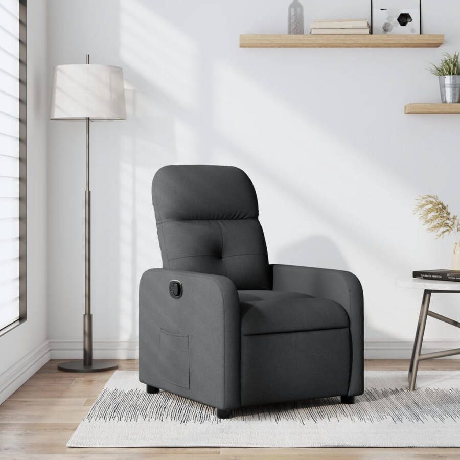 VIDAXL Fauteuil verstelbaar stof donkergrijs - Foto 4