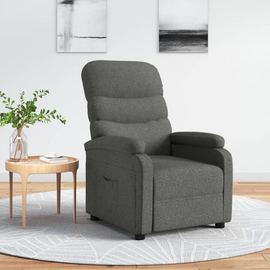 VidaXL Fauteuil verstelbaar stof donkergrijs - Foto 2