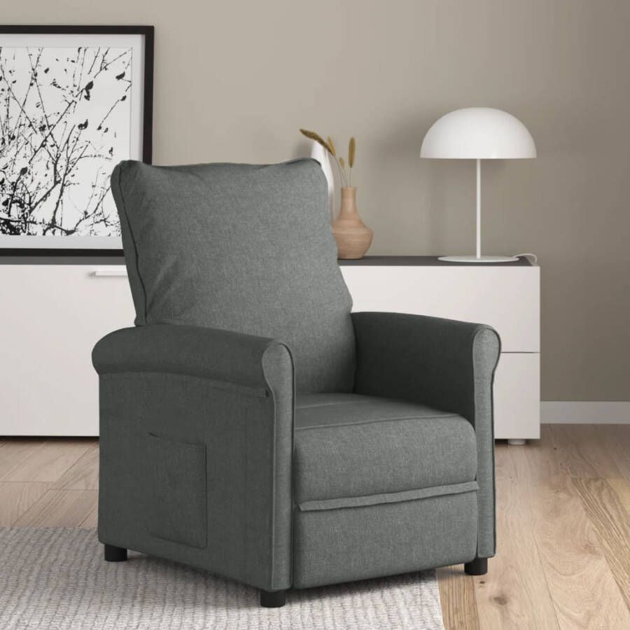 VIDAXL Fauteuil verstelbaar stof donkergrijs - Foto 2