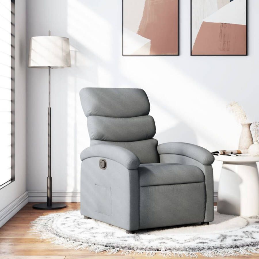 VIDAXL Fauteuil verstelbaar stof lichtgrijs - Foto 4