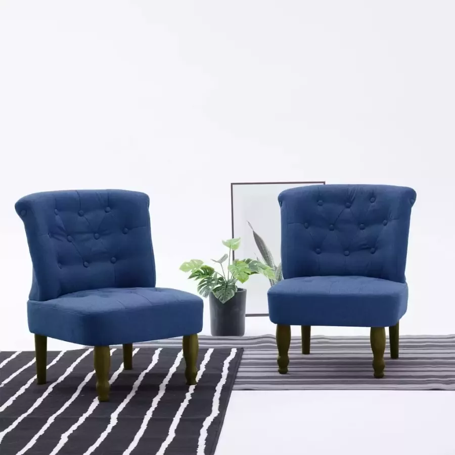 VidaXL Franse stoelen 2 st stof blauw - Foto 1