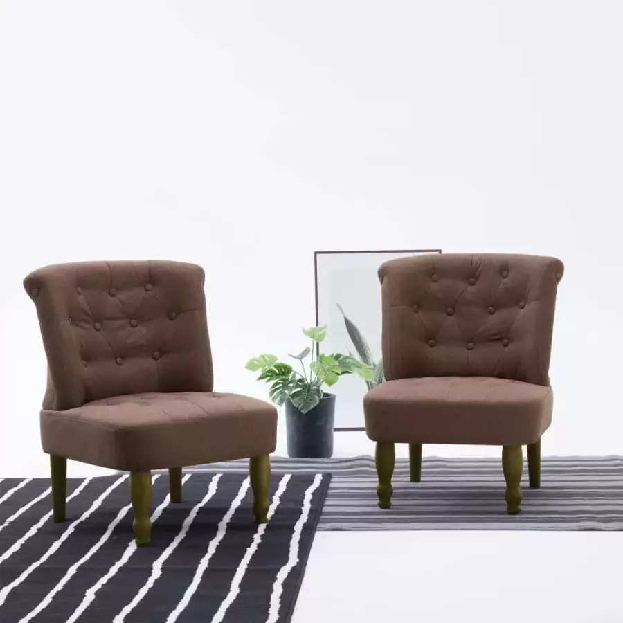 VIDAXL Franse stoelen 2 st stof bruin
