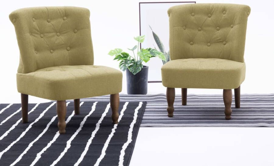 VidaXL Franse stoelen 2 stuks stof groen - Foto 2