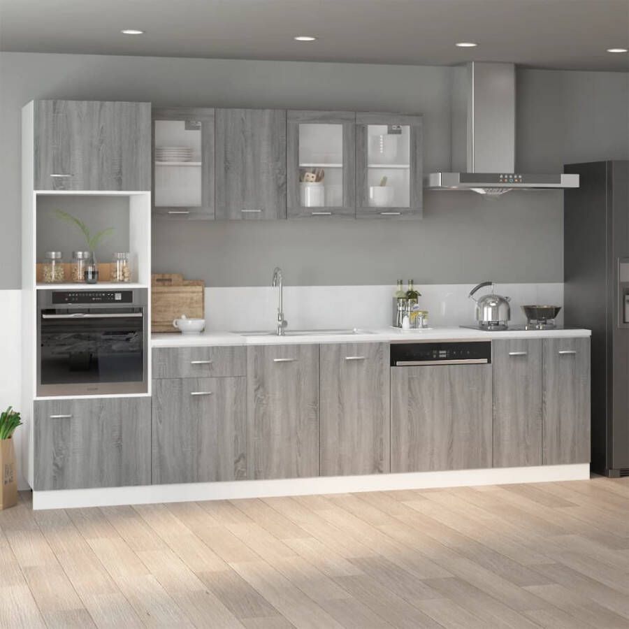 VidaXL Gootsteenkast Lyon 80x46x81 5cm bewerkt hout grijs sonoma eiken - Foto 3