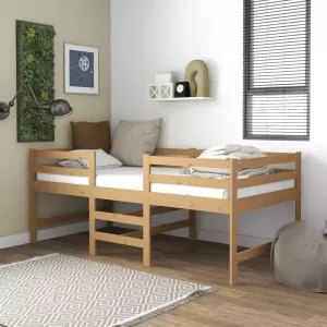 VidaXL -Halfhoogslaper-matras-massief-grenenhout-honingbruin-90x200-cm