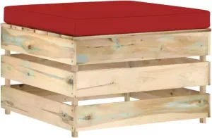 VIDAXL Hocker sectioneel met kussen groen geïmpregneerd hout