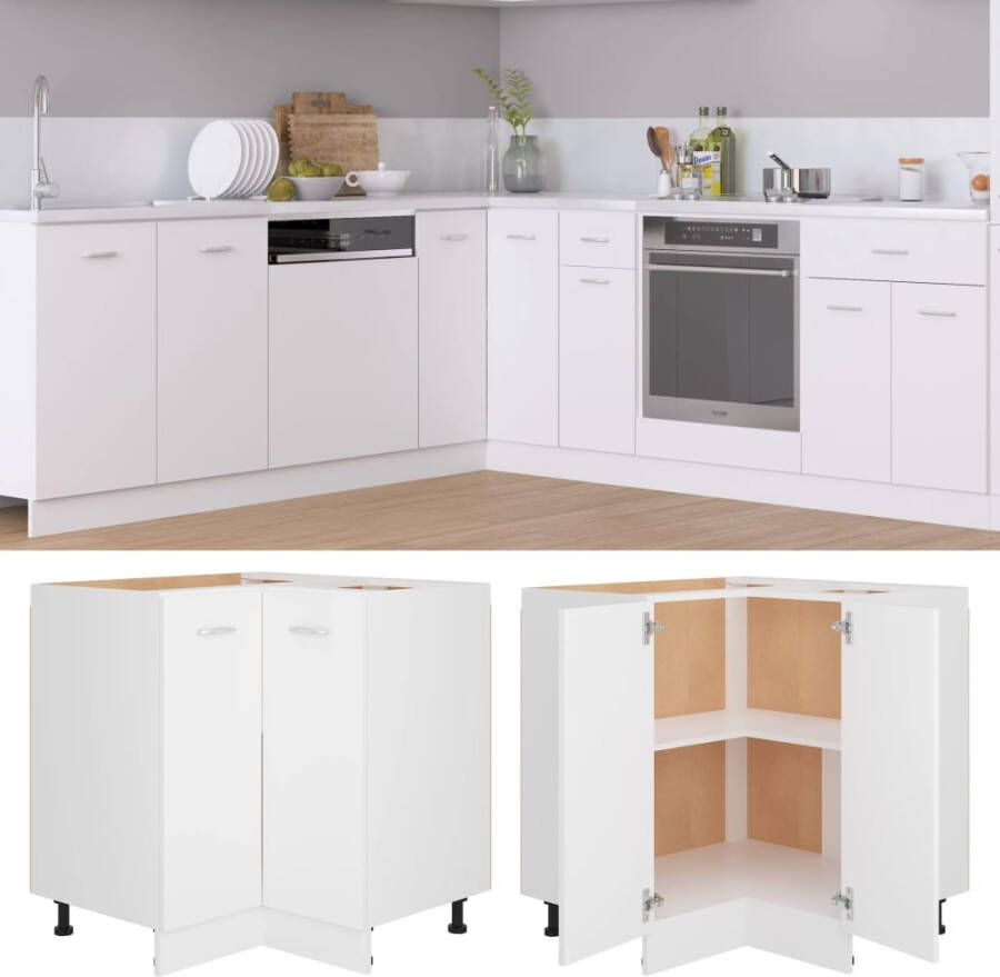 VidaXL Hoekonderkast Lyon 75 5x75 5x81 5 cm bewerkt hout wit - Foto 3