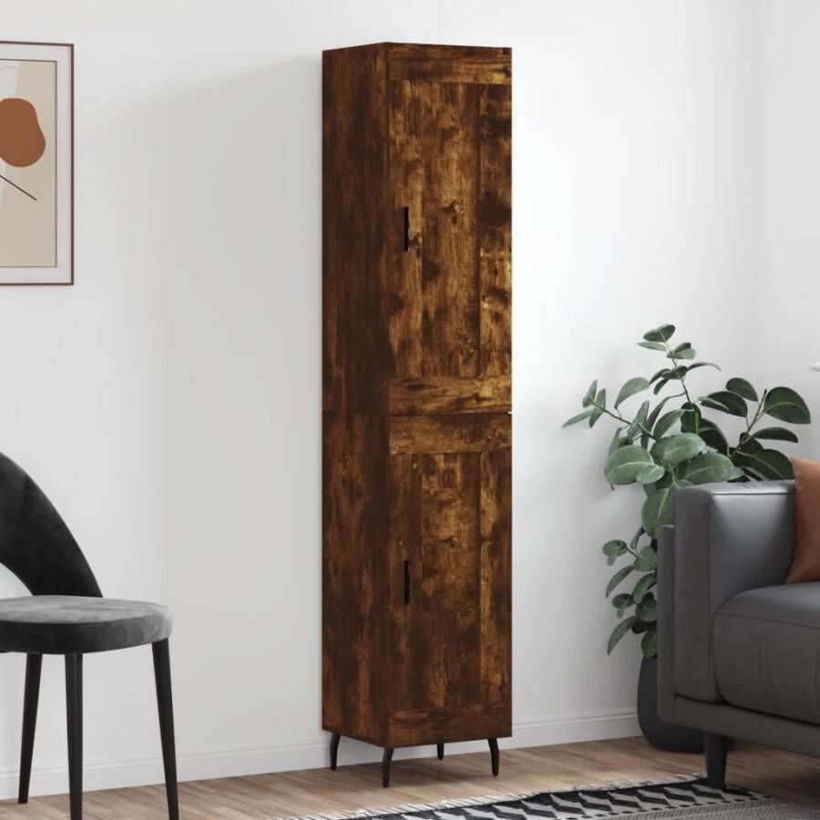VidaXL -Hoge-kast-34 5x34x180-cm-bewerkt-hout-gerookt-eikenkleurig - Foto 4