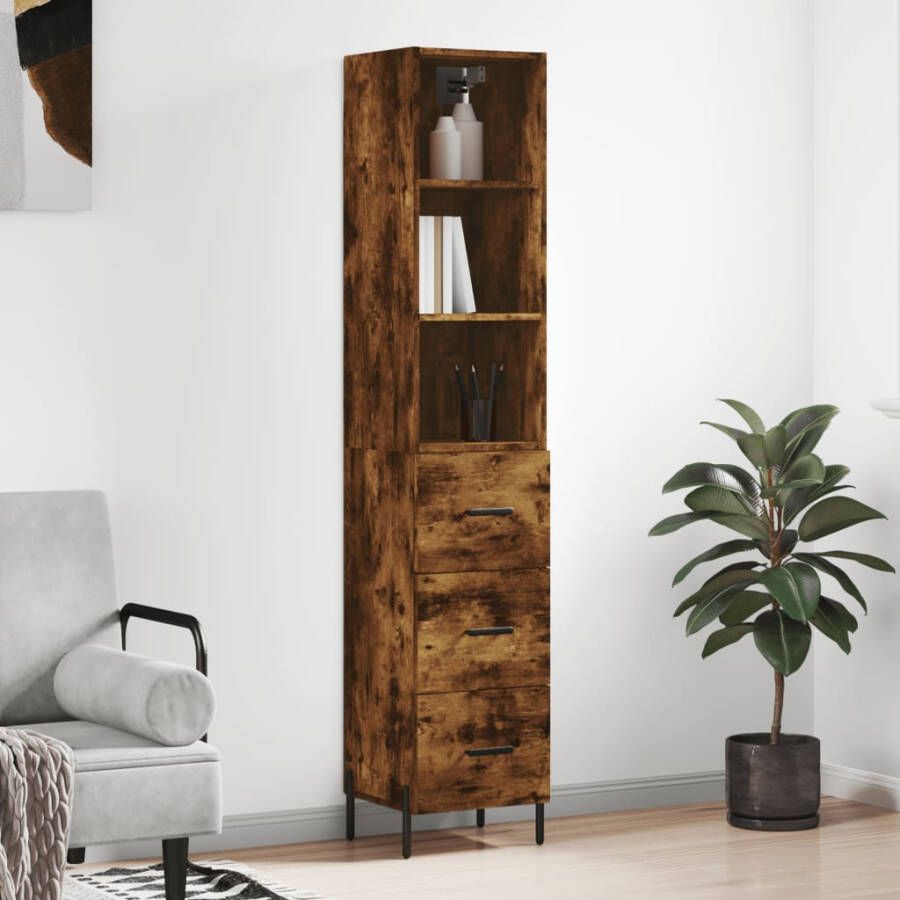 VidaXL -Hoge-kast-34 5x34x180-cm-bewerkt-hout-gerookt-eikenkleurig - Foto 5