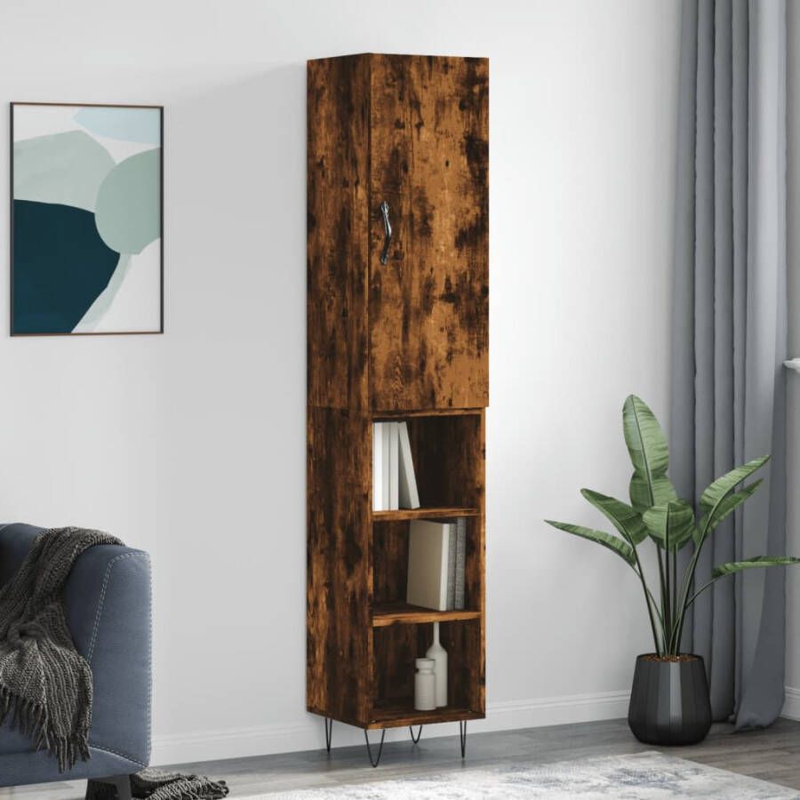 VidaXL -Hoge-kast-34 5x34x180-cm-bewerkt-hout-gerookt-eikenkleurig - Foto 5
