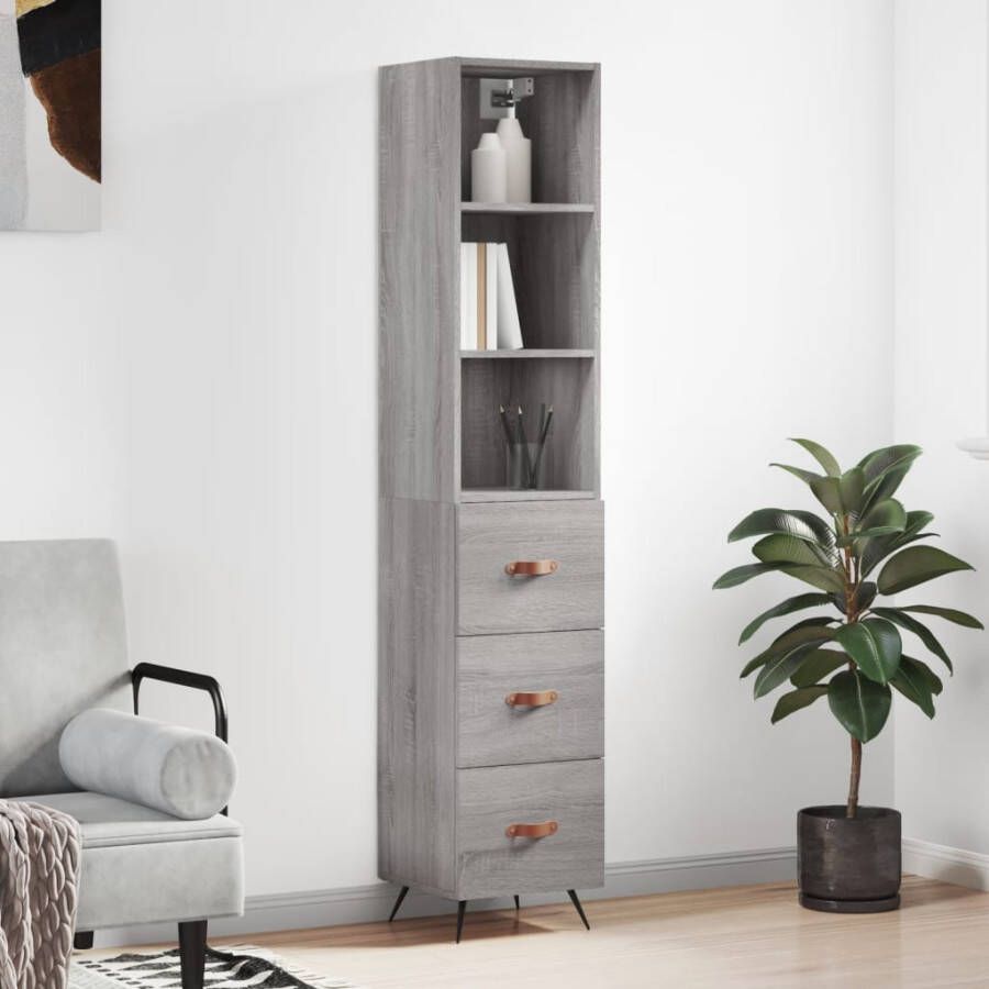 VidaXL -Hoge-kast-34 5x34x180-cm-bewerkt-hout-grijs-sonoma-eikenkleurig - Foto 1