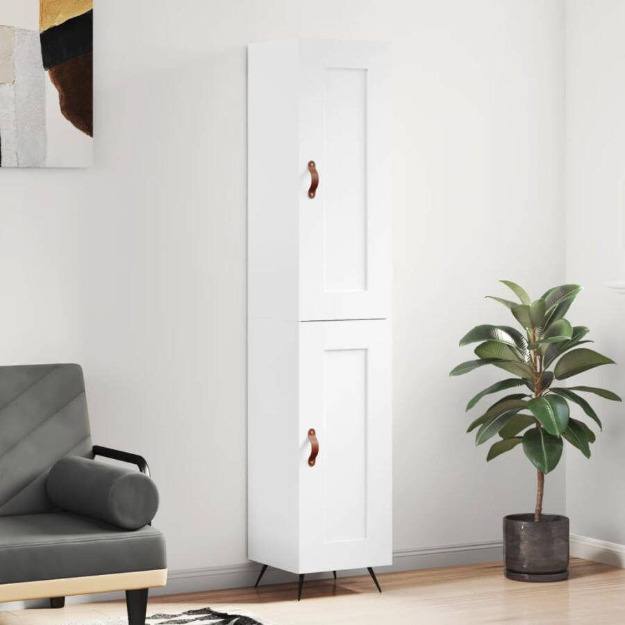 VidaXL -Hoge-kast-34 5x34x180-cm-bewerkt-hout-hoogglans-wit - Foto 1