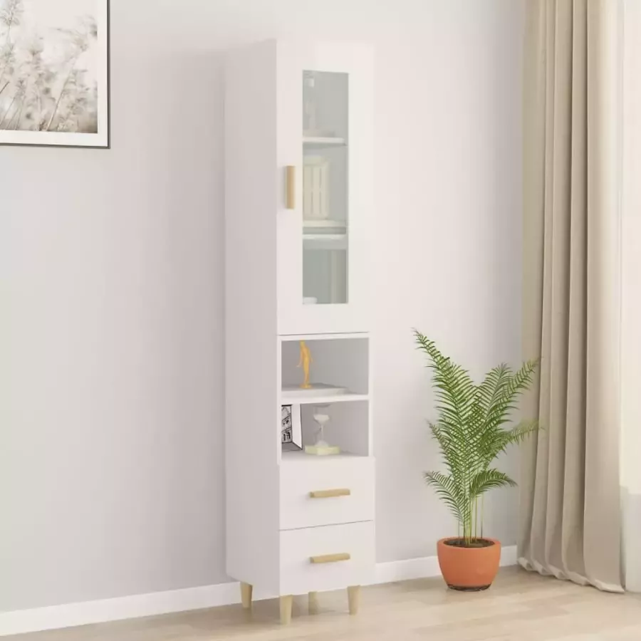 VidaXL Hoge kast 34 5x34x180 cm bewerkt hout hoogglans wit - Foto 3