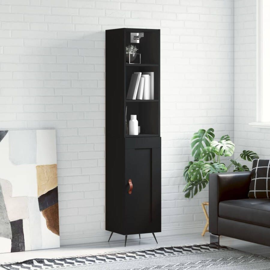 VidaXL -Hoge-kast-34 5x34x180-cm-bewerkt-hout-zwart - Foto 6