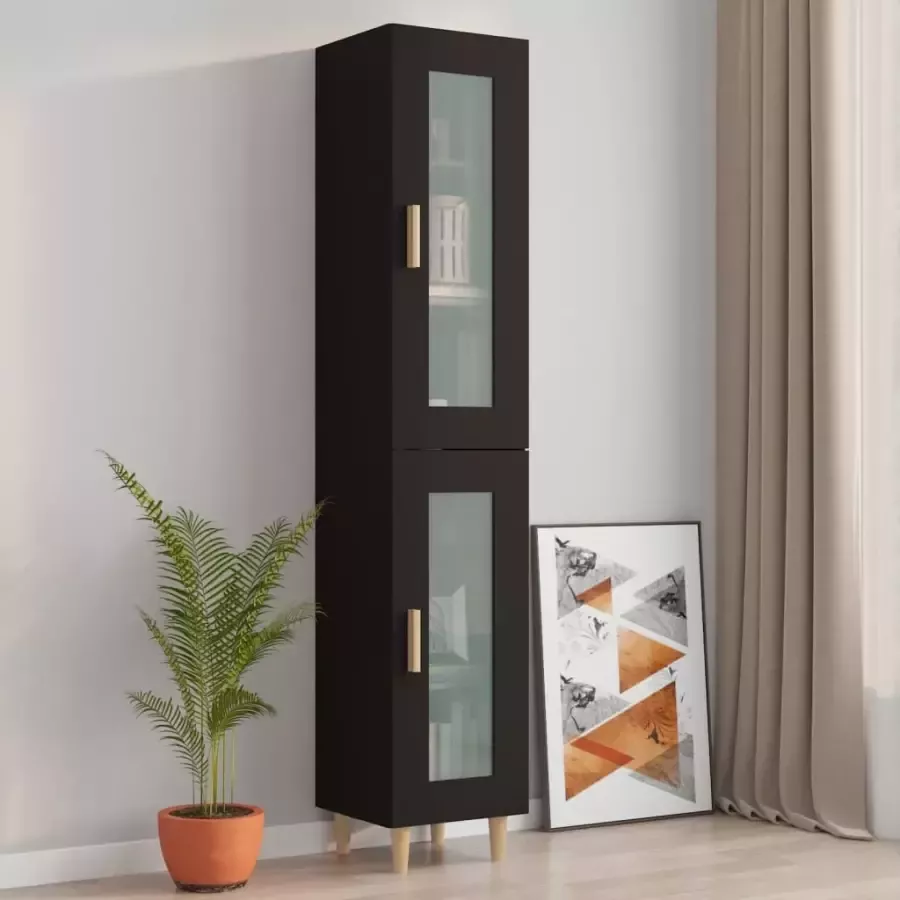 VidaXL Hoge kast 34 5x34x180 cm bewerkt hout zwart