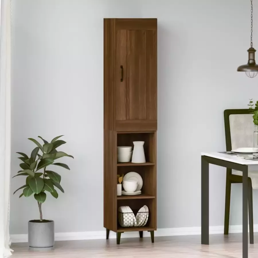 VidaXL Hoge kast 35x34x180 cm bewerkt hout bruineikenkleurig