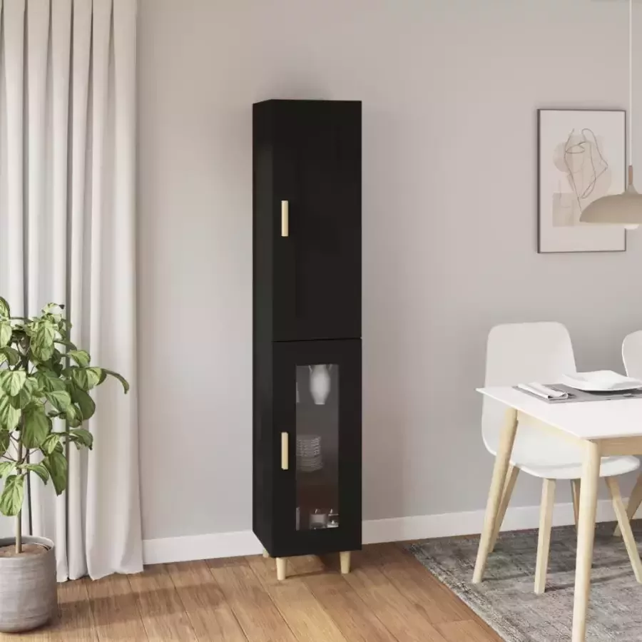 VidaXL Hoge kast 35x34x180 cm bewerkt hout zwart - Foto 1
