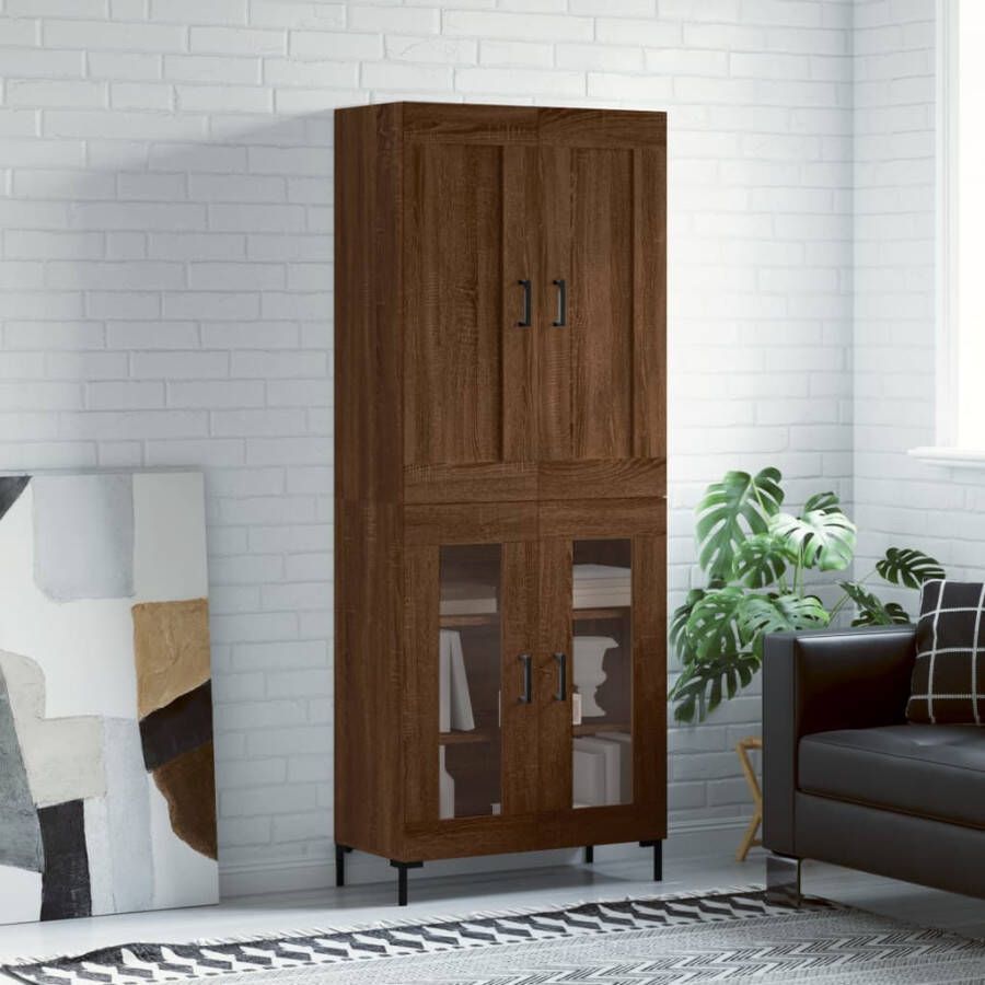 VidaXL -Hoge-kast-69 5x34x180-cm-bewerkt-hout-bruineikenkleurig - Foto 8