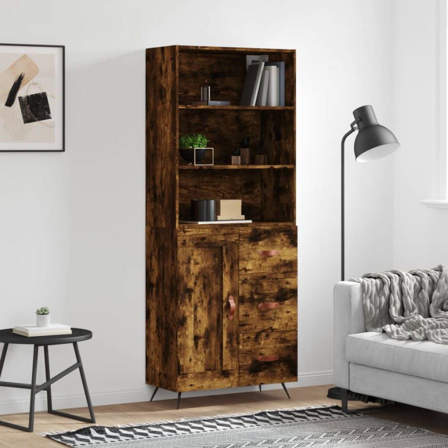 VidaXL -Hoge-kast-69 5x34x180-cm-bewerkt-hout-gerookt-eikenkleurig - Foto 1