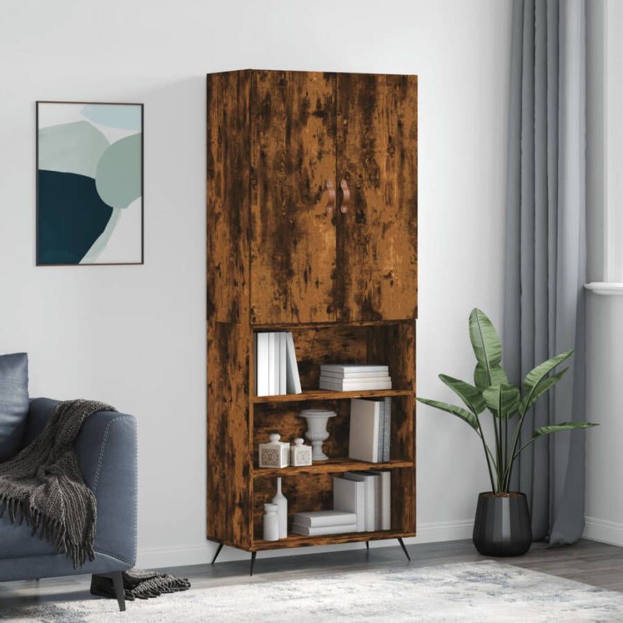 VidaXL -Hoge-kast-69 5x34x180-cm-bewerkt-hout-gerookt-eikenkleurig - Foto 2