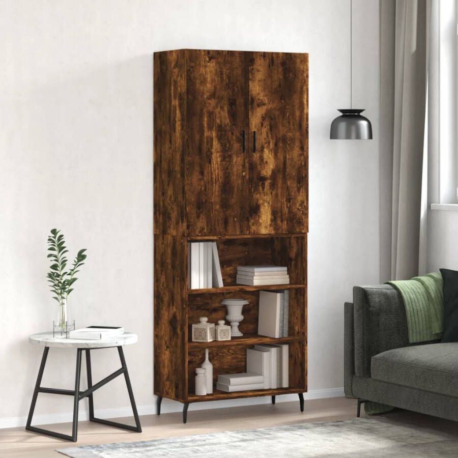 VidaXL -Hoge-kast-69 5x34x180-cm-bewerkt-hout-gerookt-eikenkleurig - Foto 3