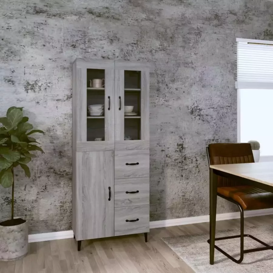 VidaXL Hoge kast 69 5x34x180 cm bewerkt hout grijs sonoma eikenkleurig - Foto 12