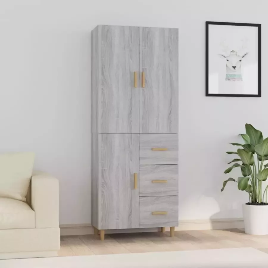 VidaXL Hoge kast 69 5x34x180 cm bewerkt hout grijs sonoma eikenkleurig - Foto 5