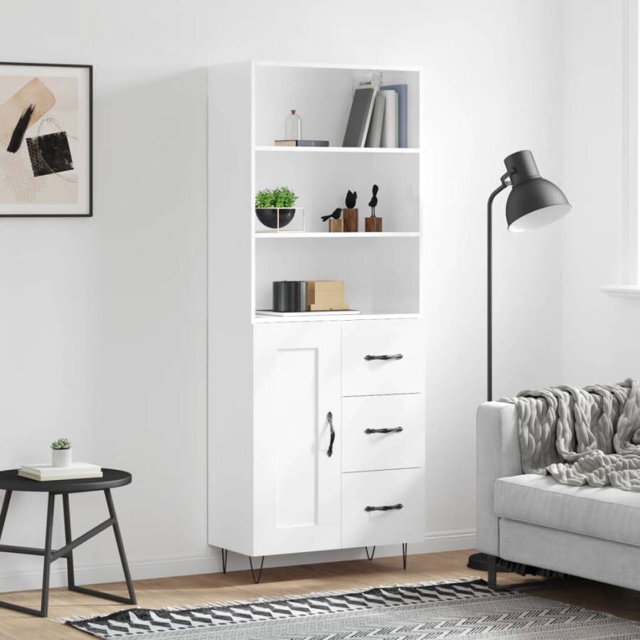 VidaXL -Hoge-kast-69 5x34x180-cm-bewerkt-hout-hoogglans-wit - Foto 3