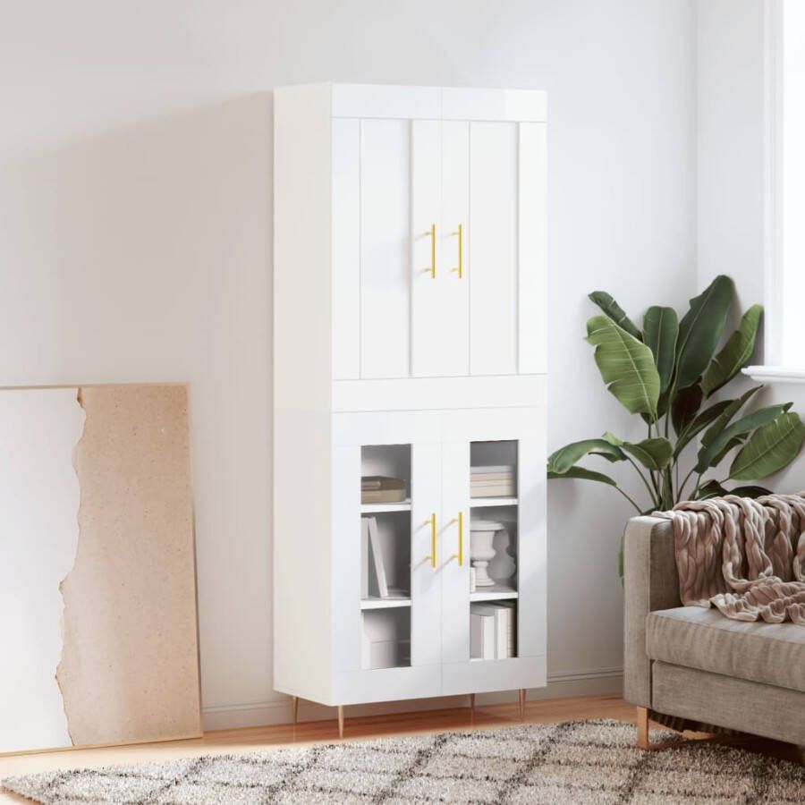 VidaXL -Hoge-kast-69 5x34x180-cm-bewerkt-hout-hoogglans-wit - Foto 4