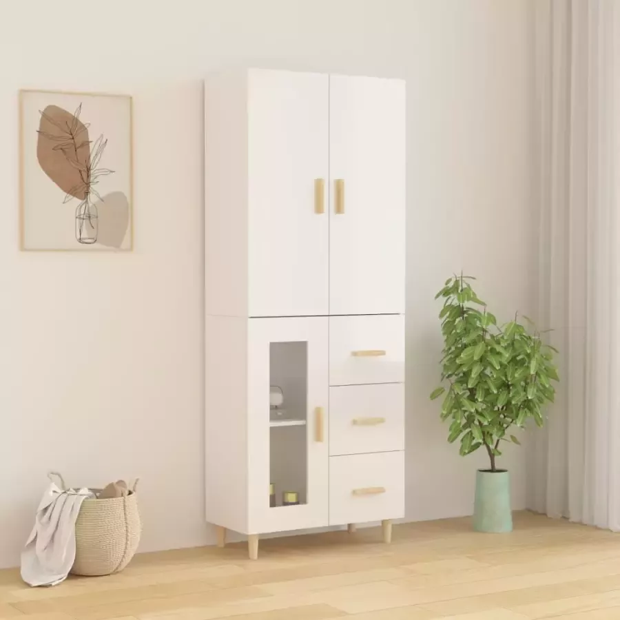 VidaXL Hoge kast 69 5x34x180 cm bewerkt hout hoogglans wit - Foto 7