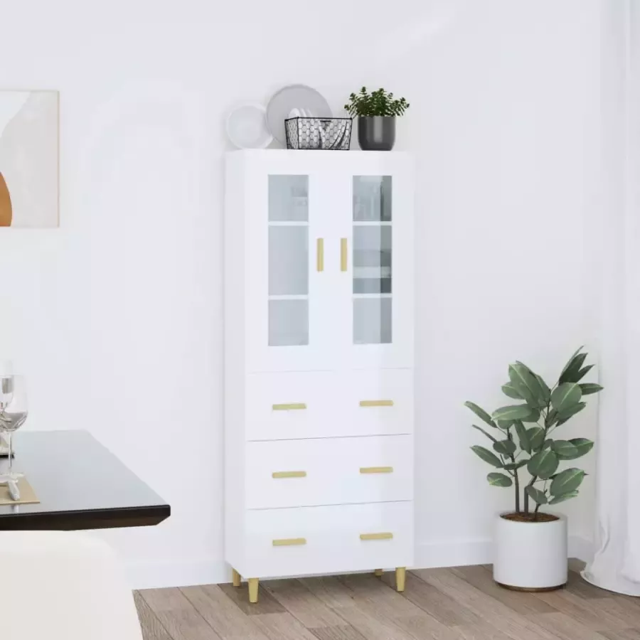 VidaXL Hoge kast 69 5x34x180 cm bewerkt hout hoogglans wit - Foto 8