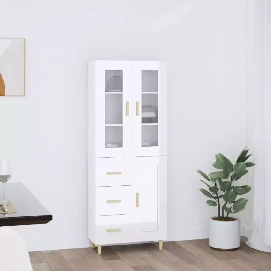 VidaXL Hoge kast 69 5x34x180 cm bewerkt hout hoogglans wit - Foto 10