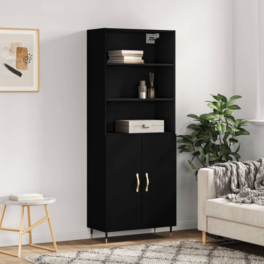 VidaXL -Hoge-kast-69 5x34x180-cm-bewerkt-hout-zwart - Foto 5