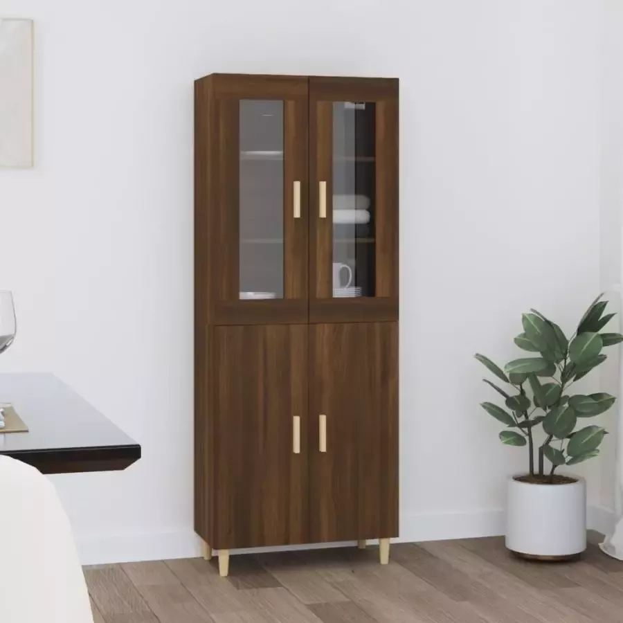 VIDAXL Hoge kast 70x34x180 cm bewerkt hout bruineikenkleurig - Foto 7