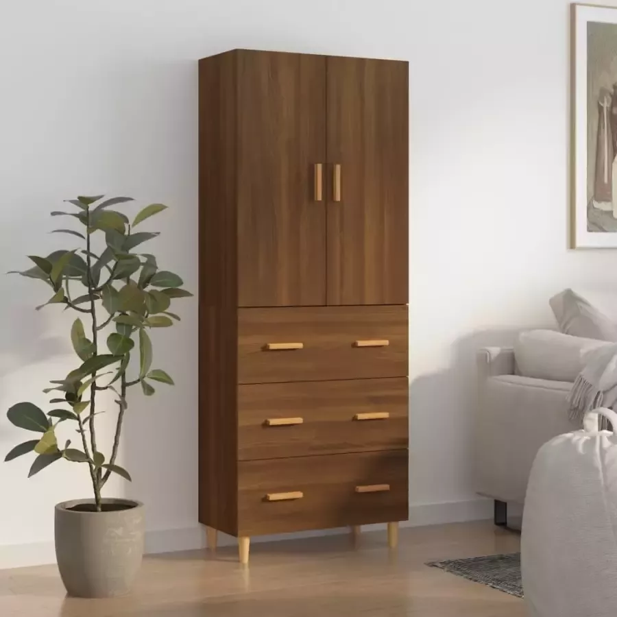 VIDAXL Hoge kast 70x34x180 cm bewerkt hout bruineikenkleurig