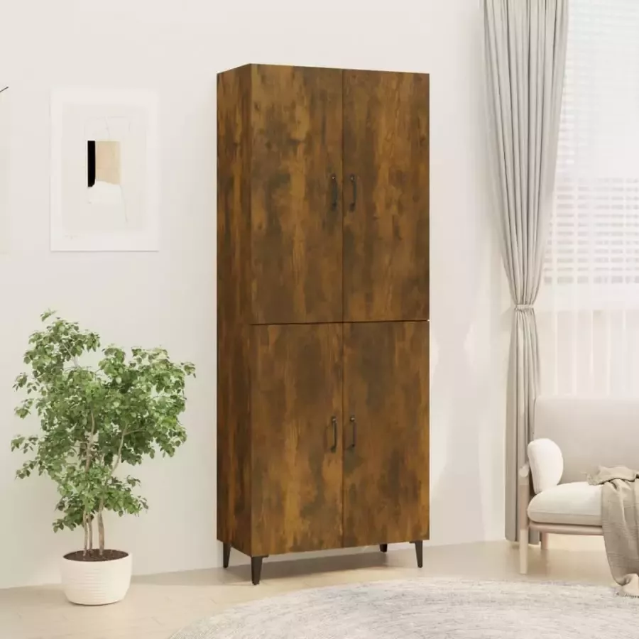 VIDAXL Hoge kast 70x34x180 cm bewerkt hout gerookt eikenkleurig - Foto 3