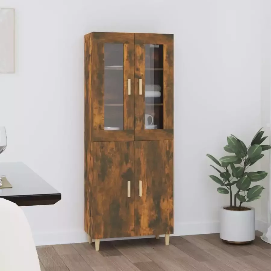 VIDAXL Hoge kast 70x34x180 cm bewerkt hout gerookt eikenkleurig - Foto 2