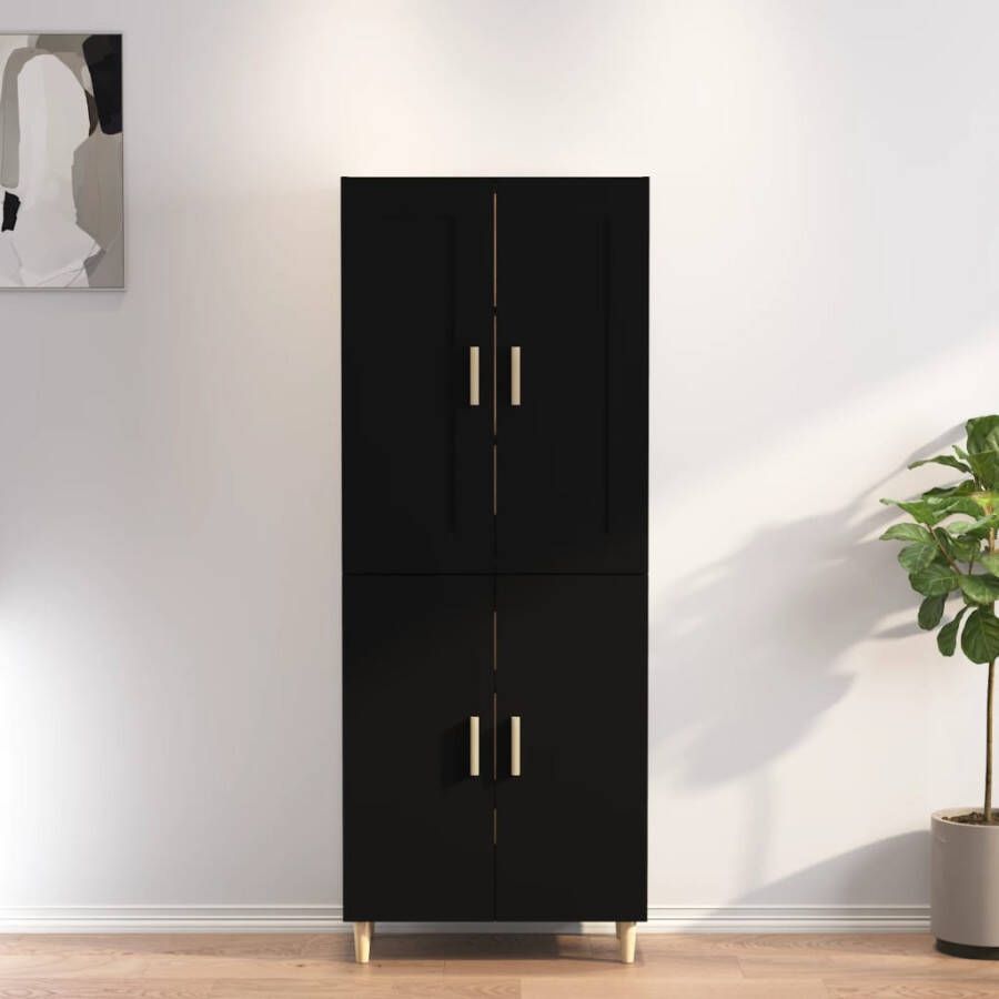VIDAXL Hoge kast 70x34x180 cm bewerkt hout zwart - Foto 2