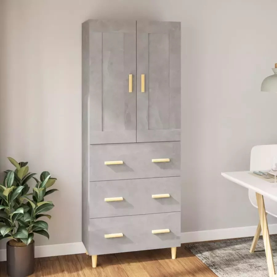 VidaXL Hoge kast bewerkt hout betongrijs