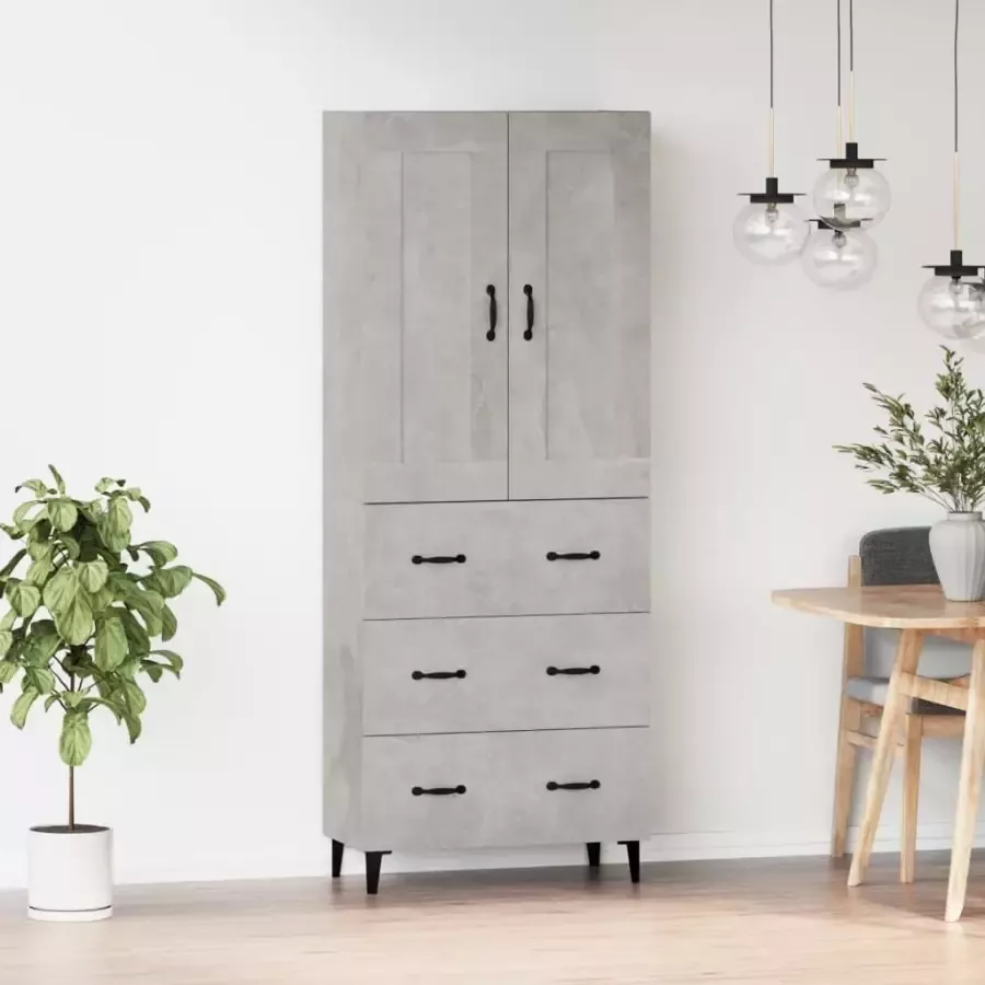 VidaXL Hoge kast bewerkt hout betongrijs - Foto 19