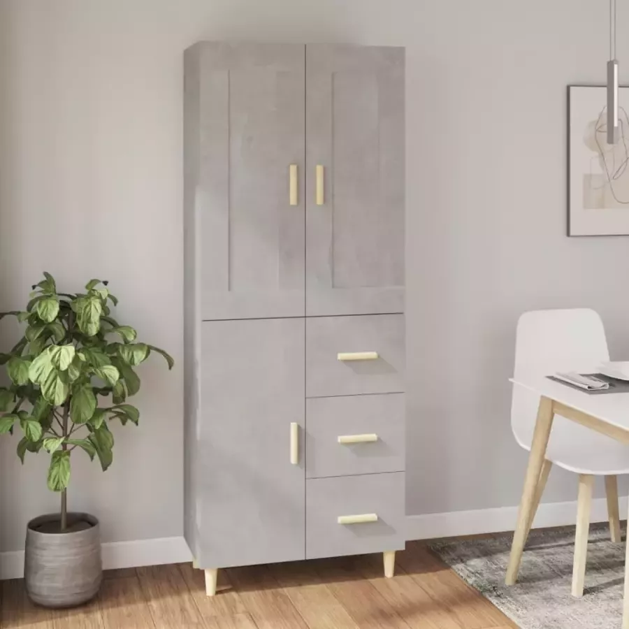 VidaXL Hoge kast bewerkt hout betongrijs - Foto 9