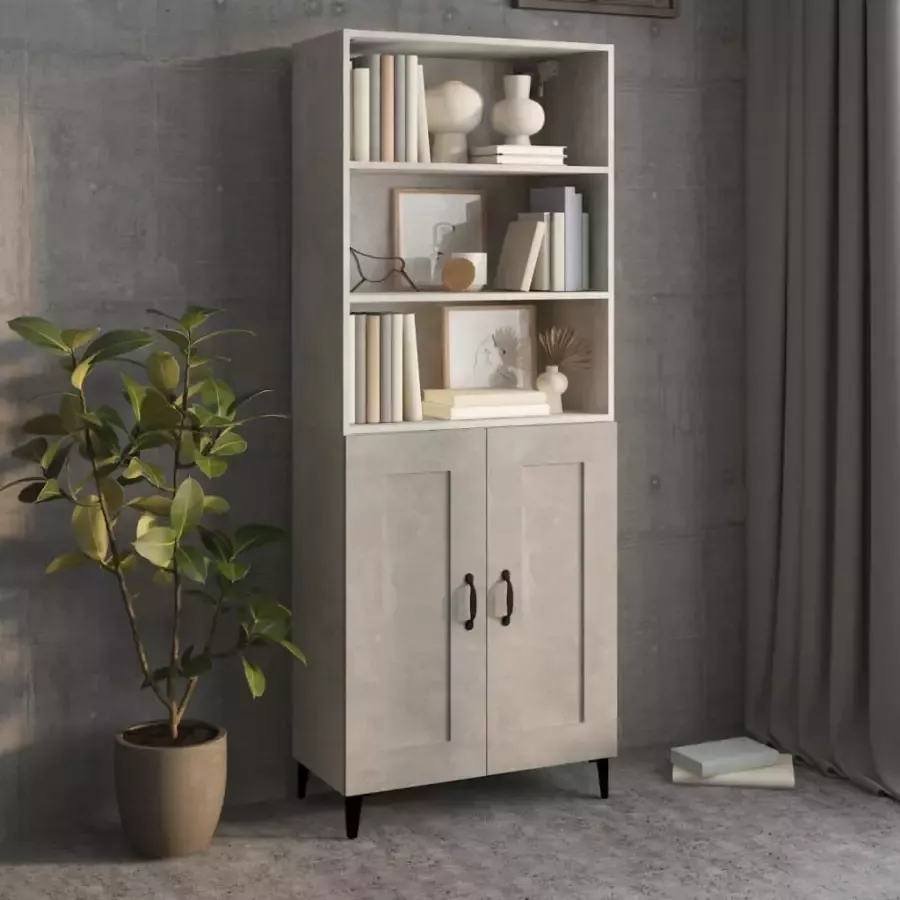 VidaXL Hoge kast bewerkt hout betongrijs - Foto 13
