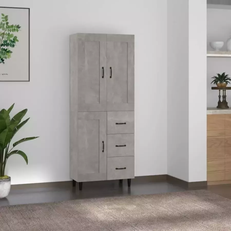VidaXL Hoge kast bewerkt hout betongrijs - Foto 16