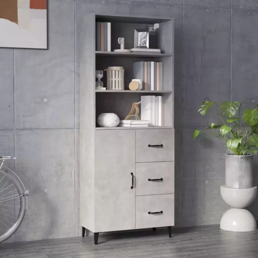 VidaXL Hoge kast bewerkt hout betongrijs - Foto 18