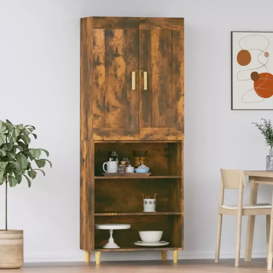 VidaXL Hoge kast bewerkt hout gerookt eikenkleurig - Foto 3